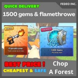 Chop A Forest Roblox: 1500 Gems and Flamethrower, picture 1